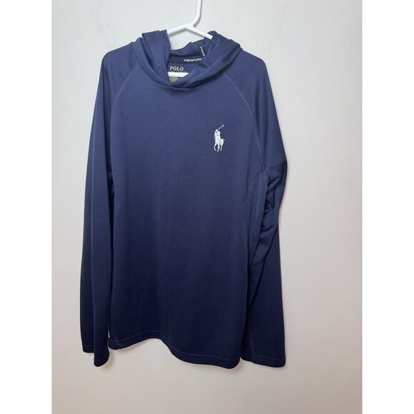 Polo Ralph Lauren Boys L 14-16 Performance Navy Pull Over Hooded Big Pony - Picture 3 of 15